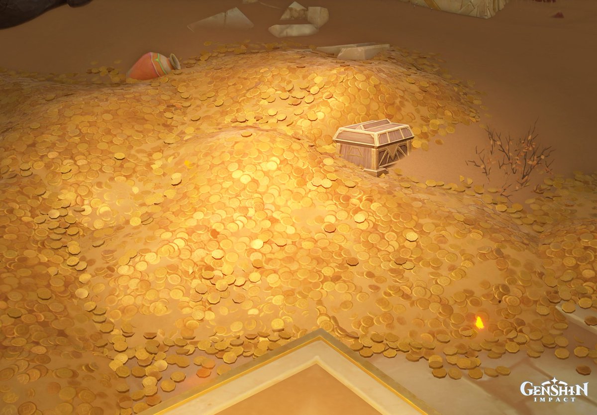 “Iyup! Hari ini adalah hari dimana Paimon akan menyerahkan hadiah!! Hehe~ masih ingatkan dengan jumlah hadiahnya?”

Paimon pun membuka beberapa buah peti yang nampak besar, di dalamnya terdapat banyak sekali Mora yang tepatnya apabila ditotal berjumlah 3 Miliyar Mora. 

✧