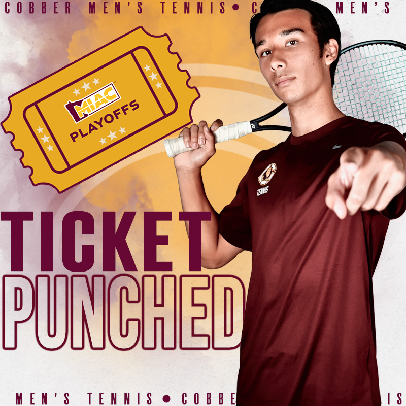 CobberSID's tweet photo. 𝗠𝗜𝗔𝗖 𝗣𝗟𝗔𝗬𝗢𝗙𝗙 𝗕𝗢𝗨𝗡𝗗!
CORNGRATS to the Cobber men's tennis team, who earned a spot in the 5-team MIAC playoffs. It's the first conference tournament appearance for the Cobbers since 2018!
#RollCobbs🌽 https://t.co/OFZTQqDrib