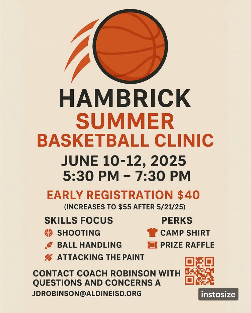 It’s that time again!!!
Last year was amazing — this year will be legendary!
Join us for the 2nd Annual HMS Basketball Clinic!
🏀 Secure your spot today!!! 🏀