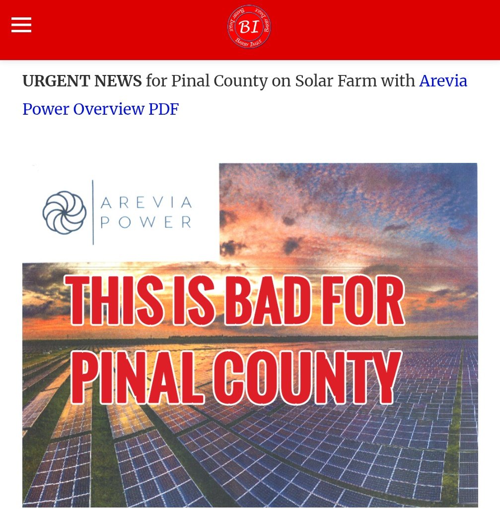 BarbyIngle's tweet image. Urgent - Pinal County - attend this upcoming meeting on Solar. Read more here - barbyingle.com/wp-content/upl… 

#Pinal #Solar #SupervisorSerdy #ThisIsBad #BarbyIngle