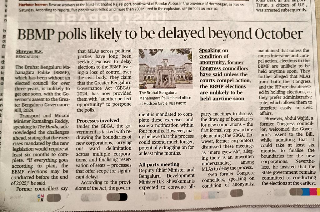 Ashokmruthyu's tweet photo. Honestly speaking the BBMP election will not happen till the end of next year.

Neither @BJP4Karnataka nor  @INCKarnataka is willing to accept the Corporator to share the civil contract corruption money.

MLA's wants to have full control over civic body.

So we will continue to suffer, suffer and Suffer!!!!.

@turahalli @saveturahalli
@ECityRising @saveuttarahalli @Namma_ECity @ELCITA_IN @ELCIA_IN   @_kanakapuraroad @jpnrwa @GottigereC @NPbannerghatta @DLPC17 @AAPBangalore @aapkaprithvi @ashwinmahesh @srinualavilli
@TOIBengaluru @BangaloreMirror @DeccanHerald @yacoobExpress @Namma_Bengaluru  @prajavani @IndianExpress
@WFRising @kdevforum @BellandurJothge @Dkhallirising @Carmelaramunite @SaveKadugodi @Dnekundi_rising @ArvindLBJP @BalagereConnect @RisingVarthur @MohanDasari_ @east_bengaluru @HaralurORRORant @HaralurC @BalagereConnect  @ChristinMP_
@Lolita_TNIE