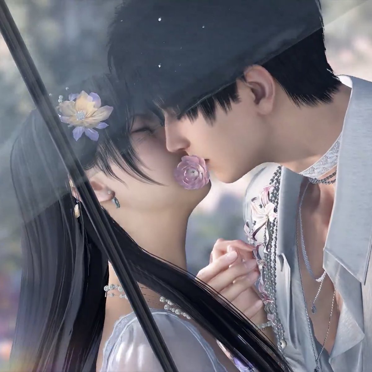 キスを隠してるお花はなんのお花だろ〜☺️☺️💕