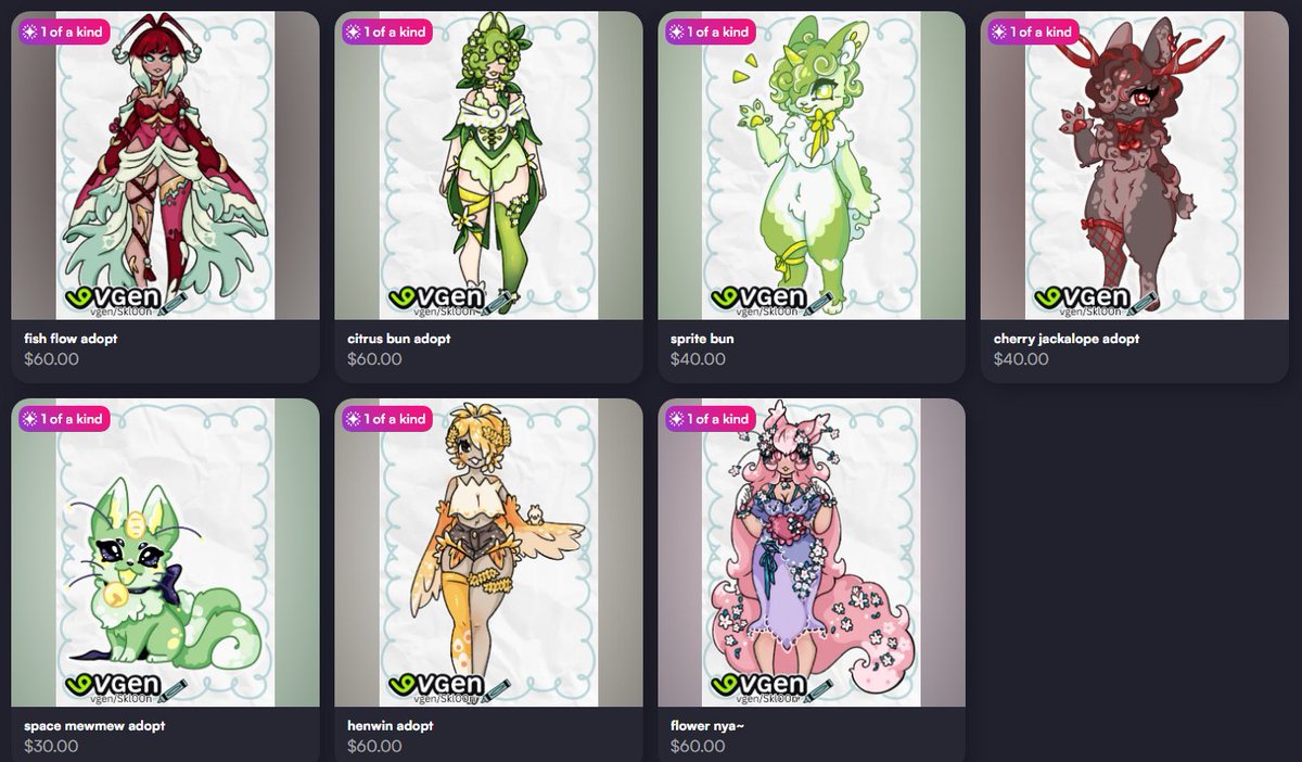 all adopts &amp; designs marked down for sale, 60$ &amp; below vgen.co/Skl00n/shop
#adoptables #characterdesign #characteradopt