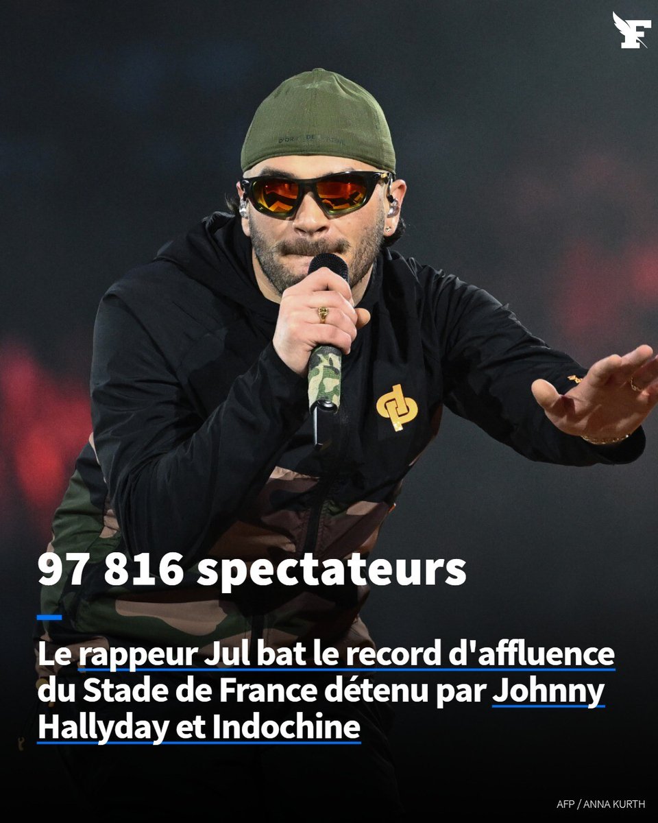 Le_Figaro's tweet image. Avec 98.000 spectateurs et 25.000 qui regardaient le concert à distance sur leur téléphone, le rappeur marseillais de 35 ans a battu les records jusque-là détenus par Johnny Hallyday et Indochine. Désormais, l’idole des jeunes, c’est Jul. l.lefigaro.fr/PU7