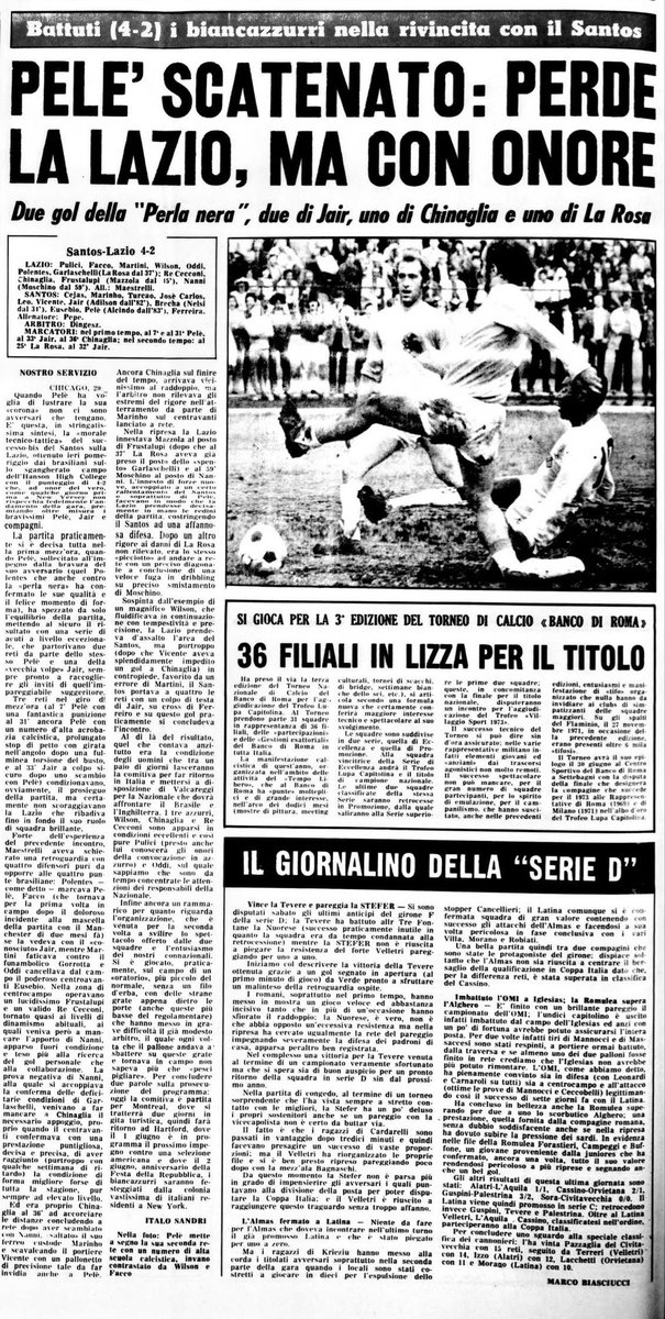 LazioNostalgia's tweet photo. Addio alla fantastica ala brasiliana Jair 🇧🇷, la “freccia nera” protagonista dell’Inter mondiale di Helenio Herrera e poi delle Santos, con cui il #28maggio 1973 segnò una doppietta alla #Lazio di Maestrelli in un’amichevole a Chicago https://t.co/kAwv8mxjAT | #LazioNostalgia https://t.co/58gnybH4K0