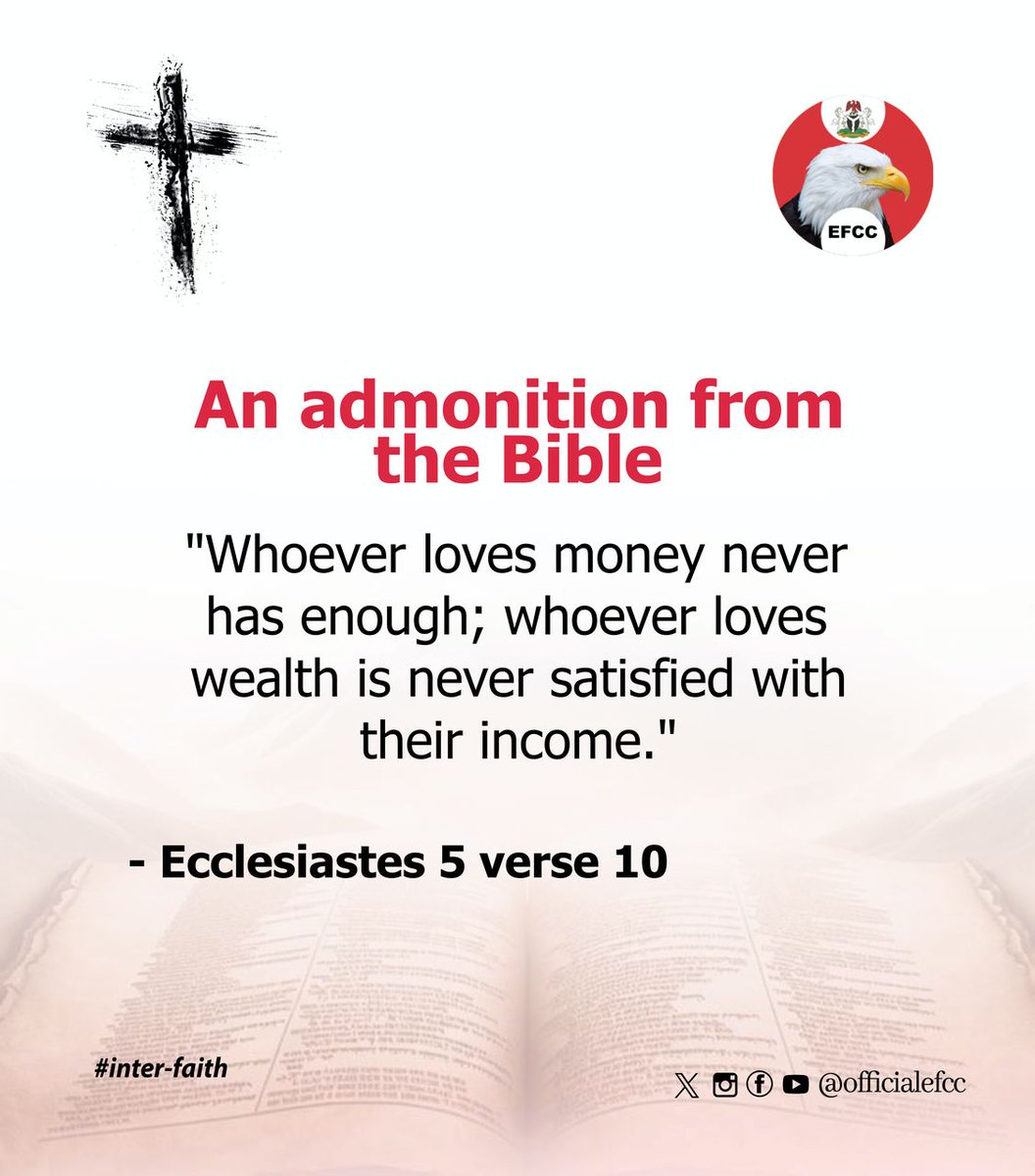 Love money too much, and Ponzi schemes will love you .....as their next target....be guided, the Eagle loves you all 😍

#interfaith 
#EFCCNigeria