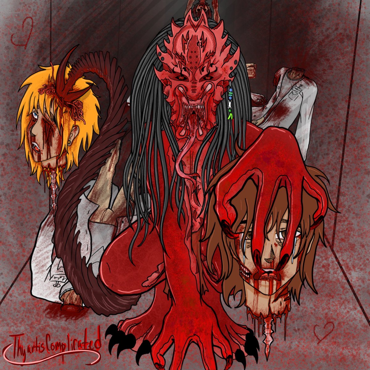 Unknownart6969's tweet photo. Finally finished it!!
Aki'ah in a weyland yutani laboratory:3 getting a snack 😋
#yautja #predalien #hybridyautja #xenomorph #goreart #forfun #digitalart https://t.co/ktMJNjnE0s