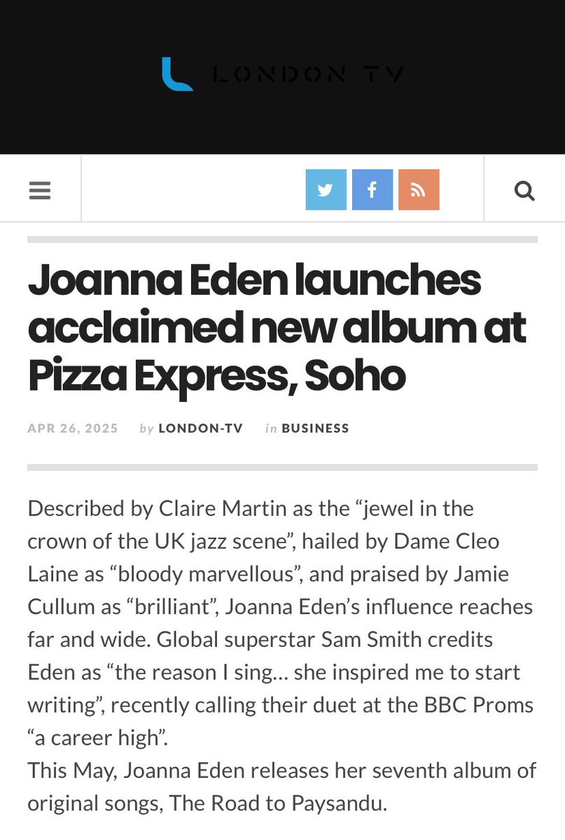 geri_perry's tweet image. @londontvuk @joannaedenmusic to launch The Road To Paysandu at @pizzaexpresslive Soho on 4th May. Not to be missed! This widely anticipated album is out on 2nd May
#pizzaexpresslive #newmusic #femalesingersongwriter