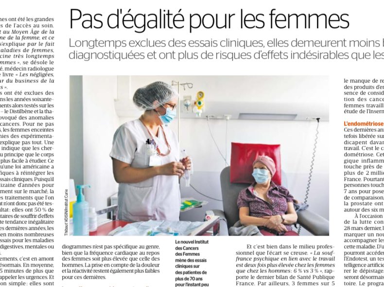 #Santé #ÉgalitéFH 
Longtemps exclues des essais cliniques, Les femmes demeurent moins bien
diagnostiquées et ont plus de risques d’effets indésirables que les hommes.

Dans #LaTribuneFuturs le supplément de #LaTribuneDimanche 🗞️