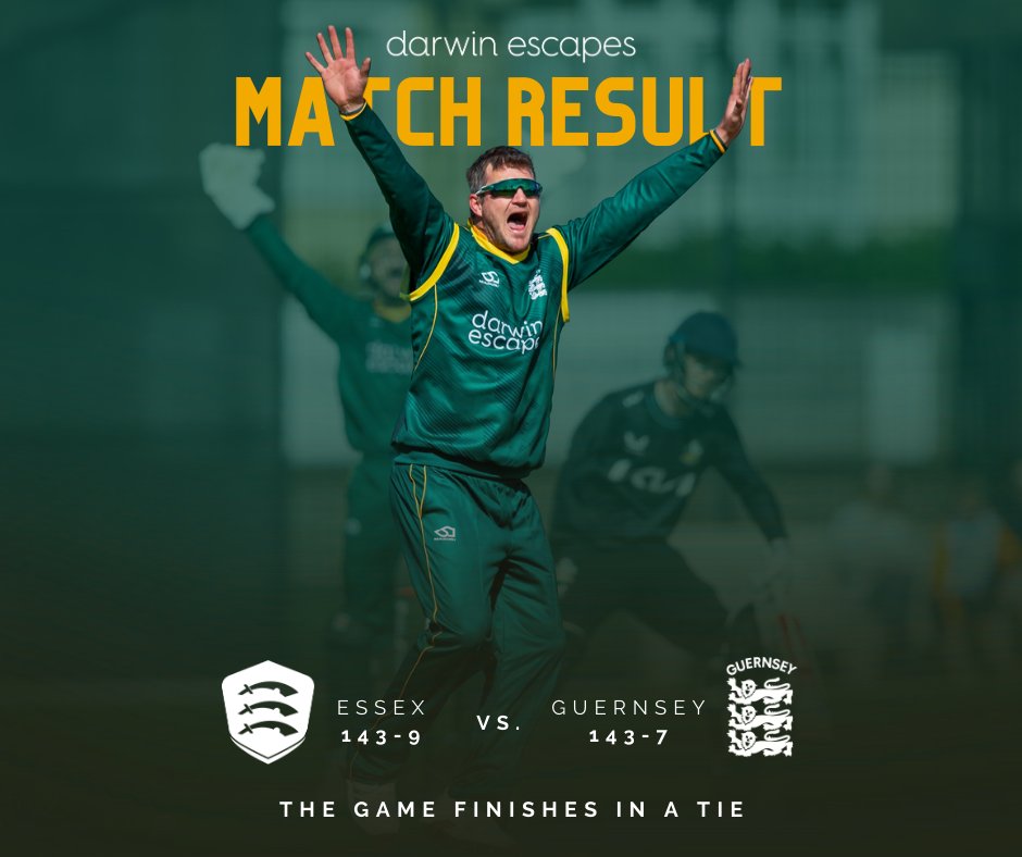 Guernsey Cricket (@guernseycricket) on Twitter photo Match Results 🏏
We beat <a href="/EssexCricket/">Essex Cricket</a> Academy by 12 runs in Game 1, with Matt Stokes hitting 63 (49)!
Game 2 ended tied on 143. After a Super Over (9 runs each), the match was declared a tie.
📸 @martingrayphoto
#Guernsey #cricket #greencaps Match Results 🏏
We beat <a href="/EssexCricket/">Essex Cricket</a> Academy by 12 runs in Game 1, with Matt Stokes hitting 63 (49)!
Game 2 ended tied on 143. After a Super Over (9 runs each), the match was declared a tie.
📸 @martingrayphoto
#Guernsey #cricket #greencaps