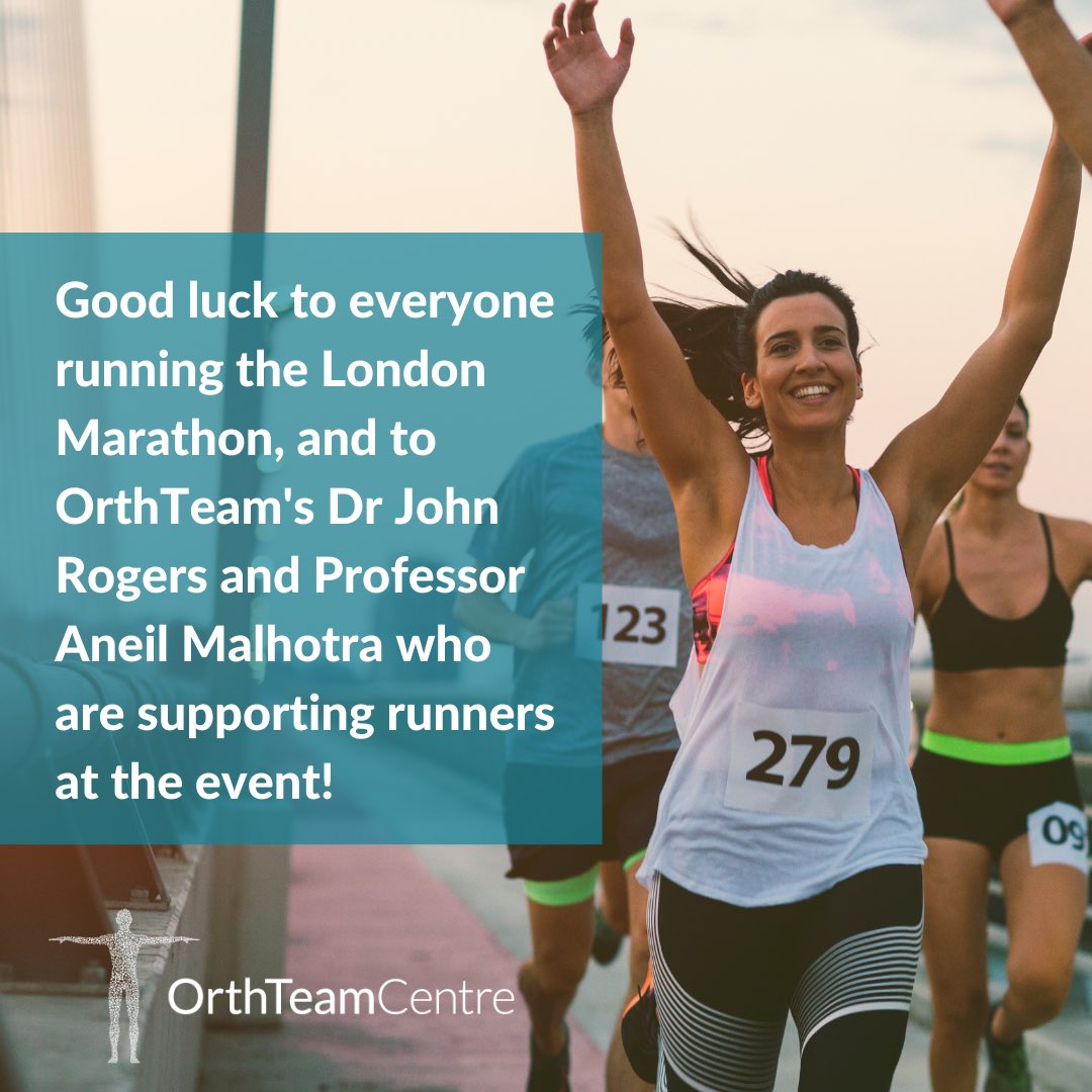 Good luck to the 🏃🏽‍♀️🏃🏾taking part in today’s Manchester Marathon and also the London Marathon, and OrthTeam’s, Dr John Rogers and Professor Aneil Malhotra, who are looking after runners in London !🍀💪🏼 

#londonmarathon #manchestermarathon #orthteam