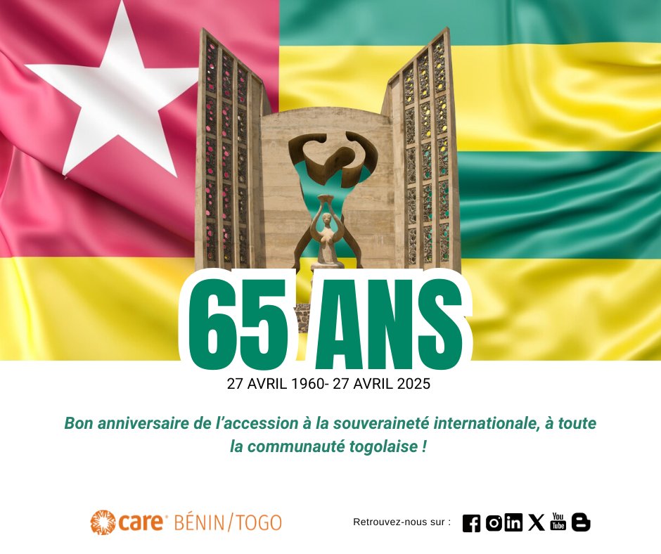 🇹🇬✨ À toute la communauté togolaise à travers le monde, bonne fête de l’indépendance !
Puisse cette célébration renforcer notre attachement à la paix, à la liberté, la justice sociale et au développement de notre chère patrie. 🇹🇬