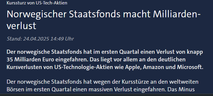 Letmoneywork050's tweet photo. Das ist die Entwicklung des Norwegischen Staatsfonds seit Auflage. 
Mittlerweile 1,7 Billionen Schwer. Und da snur bei einer Rendite von 6,3% p.A.

Das ist die Nachricht der Tagesschau: 
"Norwegischer Staatsfonds macht Milliardenverlust"

Man will uns an der Kette halten. 
#Aktie https://t.co/zCRTSwlECv