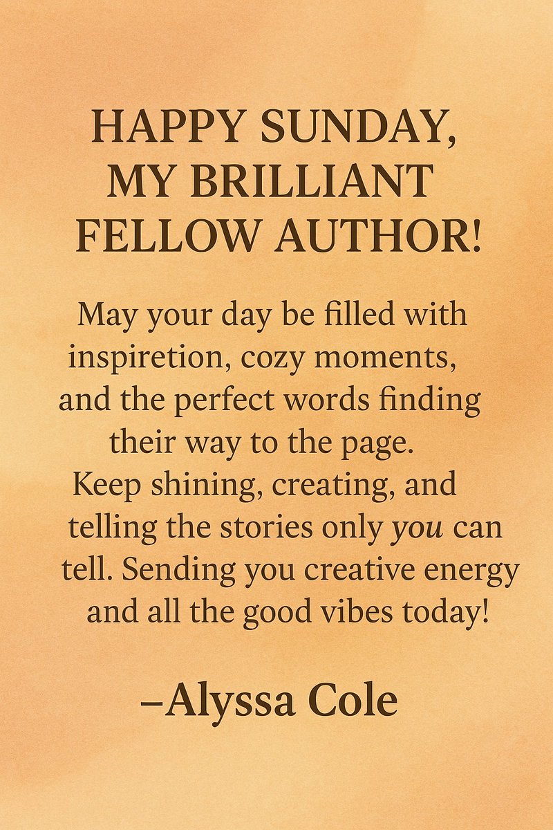 Wishing all my fellow authors a Sunday filled with inspiration, creativity, and cozy vibes. Keep telling your amazing stories!

#HappySunday #AuthorLife #WritersOfInstagram #CreativeVibes #SundayMotivation #AuthorSupport #Storytellers #WritingCommunity