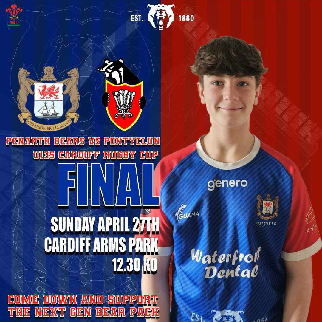 📣 Cardiff Rugby Cup 📣

Good look to our U13s this afternoon in the Final at Cardiff Arms Park 🏆
If you have some spare time and you’re around town go give them a watch.

#cupfinal #upthebears 🐻