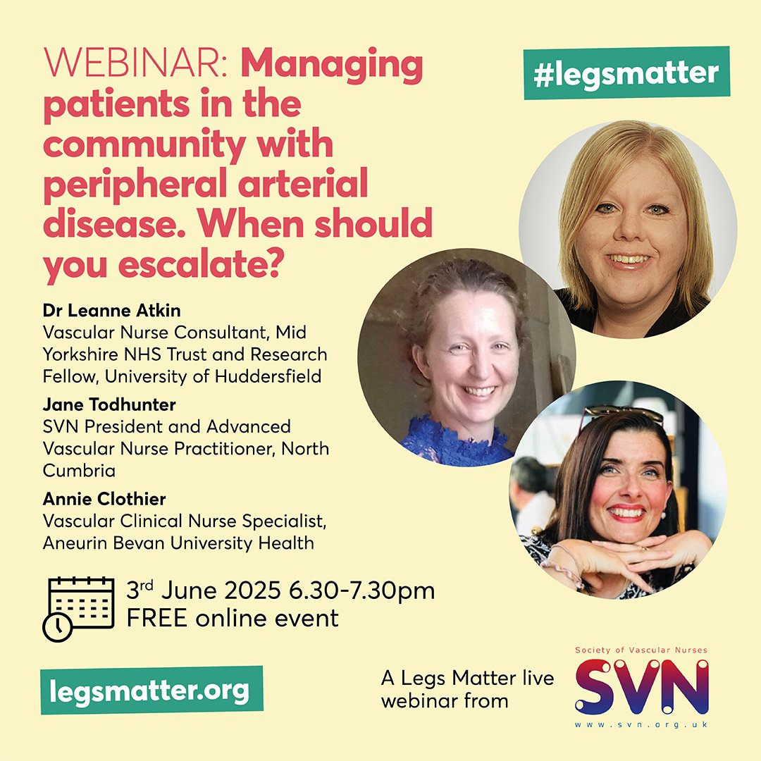 We LOVE the <a href="/vascularnurses/">SVN (Society of Vascular Nurses)</a> webinars - join #LEGSMATTER and the SVN for another 'on the sofa' event 'Managing patients in the community with peripheral arterial disease. When should you escalate?' Awesome speakers and.... the LAUNCH of the #RING cards 😍 Find out more here and