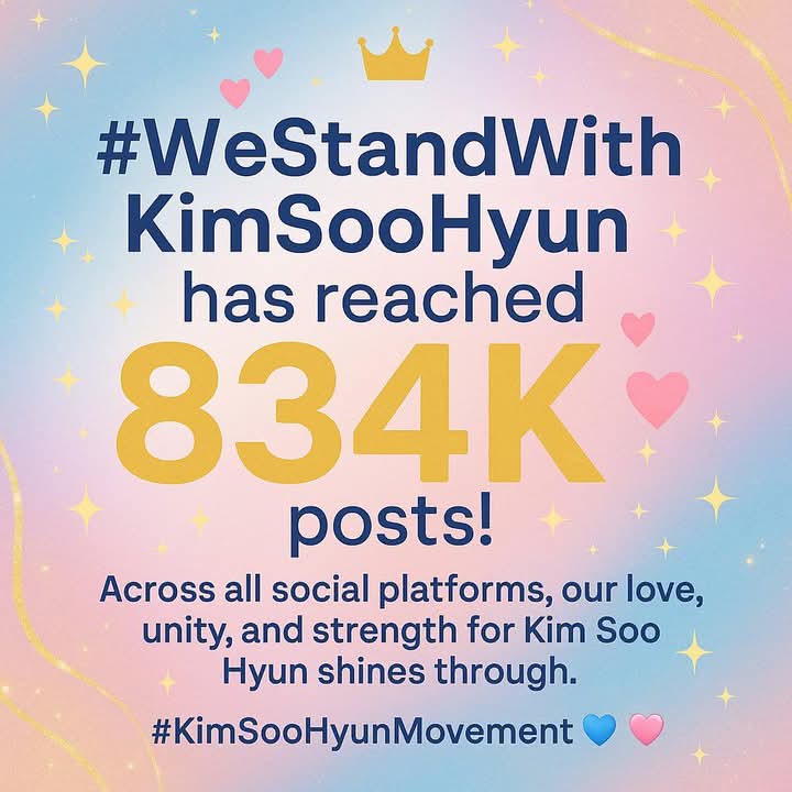 KimSoohyunshiph's tweet photo. #WeStandWithKimSooHyun

👏👏👏👏👏👏👏👏👏👏👏👏👏
TOGETHER, WE ARE UNSTOPPABLE! 💪
LET’S KEEP TWEETING & POSTING! 🙏

“We're at 834K+ across all platforms and counting!

Let’s not slow down now, keep pushing, keep posting, keep showing up for our King of K-Drama, Kim Soo Hyun!

They underestimated us, but we show up with unity, truth, and love every single time.
We don’t back down. We don’t stay silent. We STAND.💙👑🩷”

Twitter (X): Londvoting
