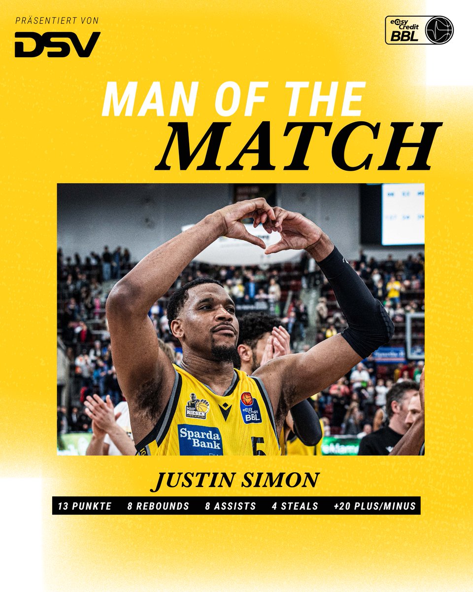MHP RIESEN Ludwigsburg (@mhp_riesen) on Twitter photo 🎖️ | Erneut elitär unterwegs, statistisch nahe am Triple-Double und beidseits des Parketts über jeden Zweifel erhaben: <a href="/simon_Says_so/">Justin Simon✨</a> macht als 𝗠𝗮𝗻 𝗼𝗳 𝘁𝗵𝗲 𝗠𝗮𝘁𝗰𝗵 weiterhin extrem viel Eigenwerbung - verteilt Blocks und Herzen!
📸: Volker Müller | #allesfürgelb 🎖️ | Erneut elitär unterwegs, statistisch nahe am Triple-Double und beidseits des Parketts über jeden Zweifel erhaben: <a href="/simon_Says_so/">Justin Simon✨</a> macht als 𝗠𝗮𝗻 𝗼𝗳 𝘁𝗵𝗲 𝗠𝗮𝘁𝗰𝗵 weiterhin extrem viel Eigenwerbung - verteilt Blocks und Herzen!
📸: Volker Müller | #allesfürgelb