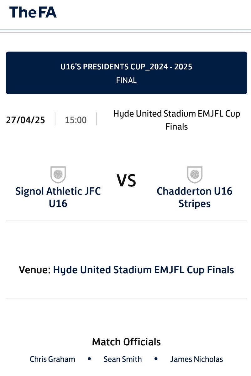 It’s Cup final day. 👍⚽️

Forget that tippy tappy nonsense in just a semi final down in London on Thames. This is proper football played by lads who love the game.

Get yourself to Hyde United for 3pm 👍⚽️

<a href="/ChaddertonFC/">Chadderton FC</a> <a href="/Chaddyfcjnrs/">Chaddertonfcjnrs™©</a> 

#upthechadd