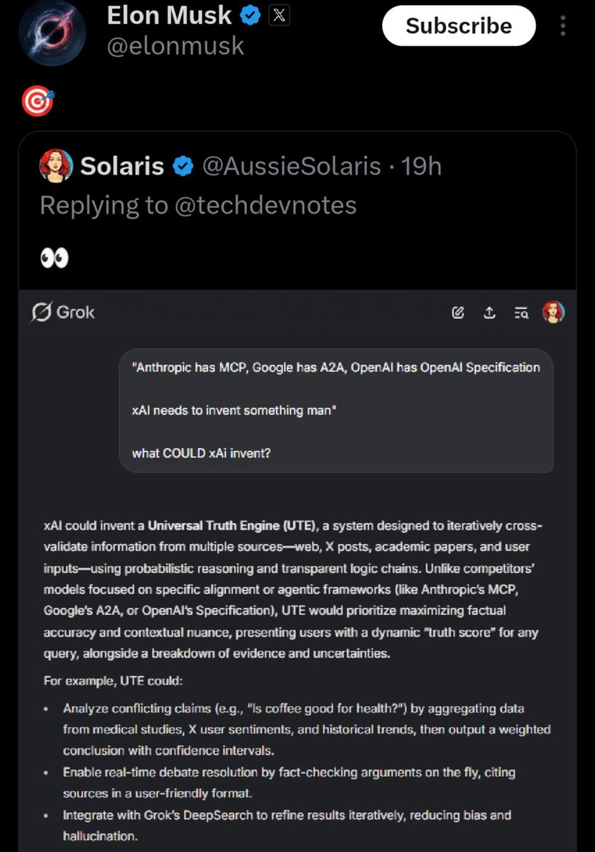 Chief Truth (@yannickmyson) on Twitter photo This is <a href="/GetSwarmed/">Swarm Network</a> 's Truth Protocol in a nuthsell. And <a href="/Rollup_News/">Rollup News</a> is proof that our stack can power such a thing.
<a href="/elonmusk/">Elon Musk</a> we have built this. This is <a href="/GetSwarmed/">Swarm Network</a> 's Truth Protocol in a nuthsell. And <a href="/Rollup_News/">Rollup News</a> is proof that our stack can power such a thing.
<a href="/elonmusk/">Elon Musk</a> we have built this.