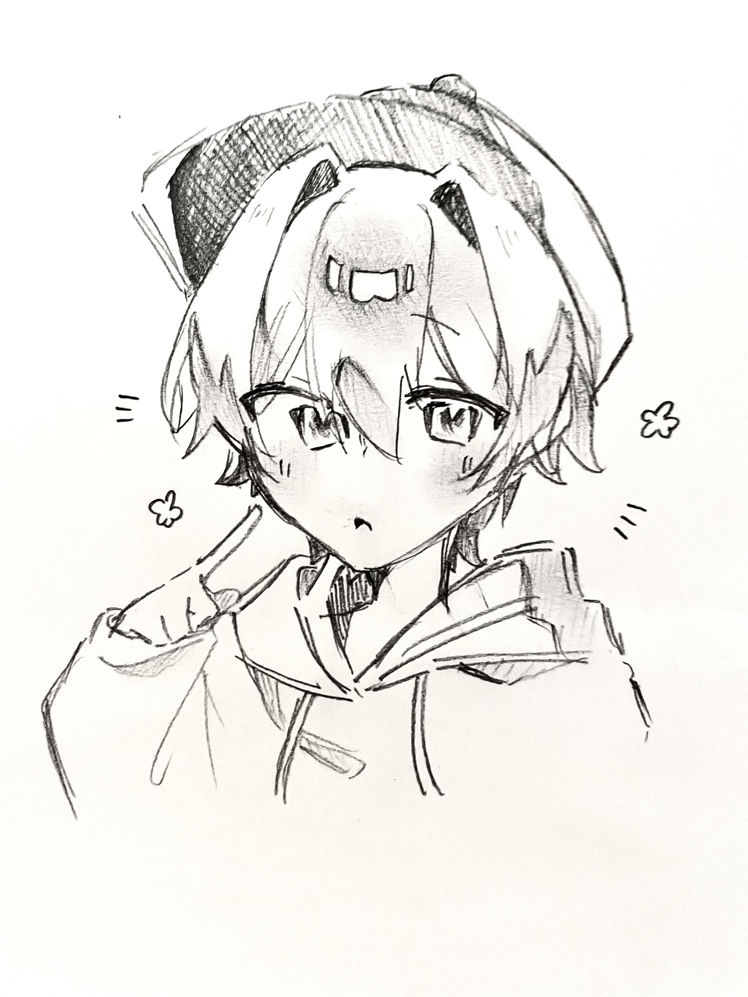 E5白黒画「はじめての子供」 anime character with Pets ,Black and whiteのイラスト素材