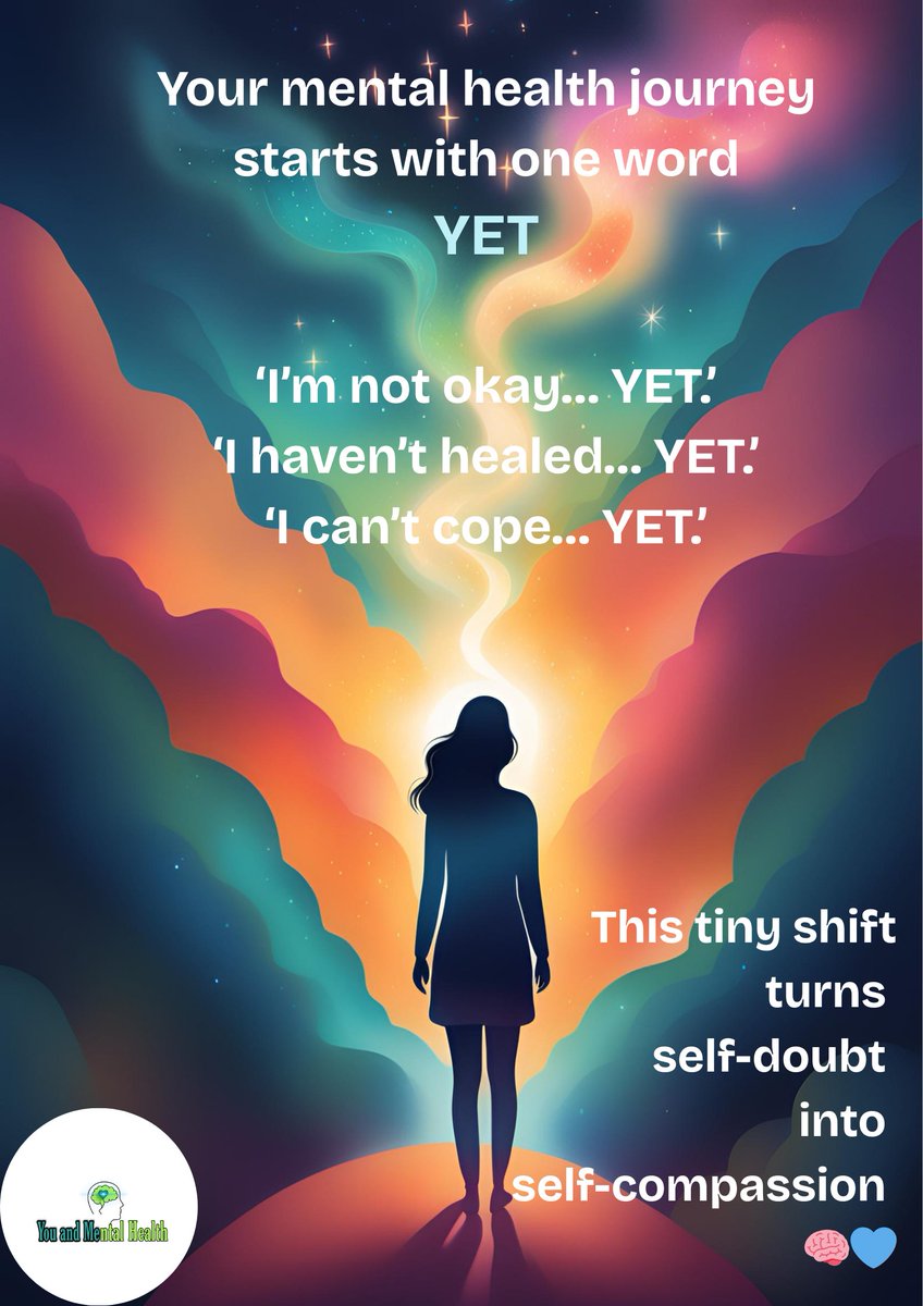 🌱 The "YET" Mindset for Mental Health 🌱

Science says:
🔹 ‘Yet’ reduces anxiety by reframing failure as growth
🔹 Activates problem-solving brain regions
🔹 Builds resilience by focusing on progress, not perfection

P.S. Tag someone who needs this gentle reminder 🌟