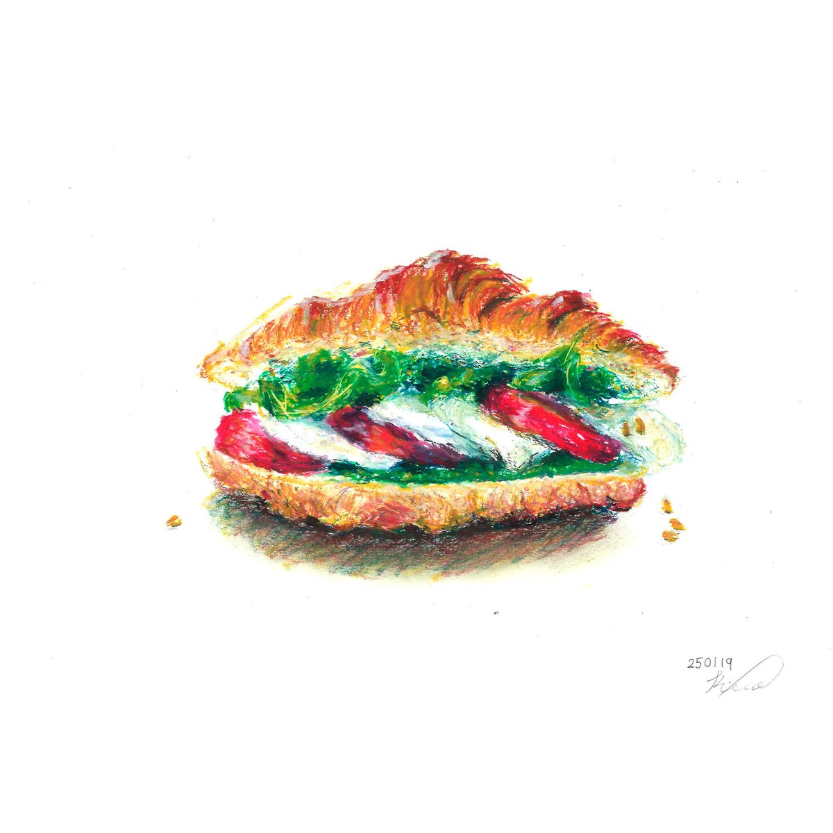 kslashnoue's tweet photo. #crayon #crayondrawing #artcrayon #sandwich #croissant https://t.co/2ae9sgL4gy