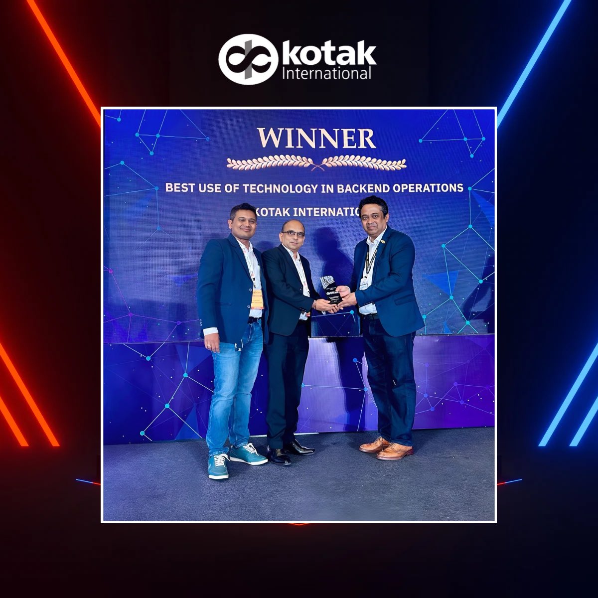 kotak_intl's tweet image. Proud to share that Kotak International has won at the BFSI Tech Summit &amp;amp; Awards 2025 for Best Use of Technology in Backend Operations! Thank you UBS Forums for recognizing our innovation.

 #BFSAwards2025 #TechExcellence #BackendTech #BFSI #BFSITechSummit2025 #FutureOfBFSI
