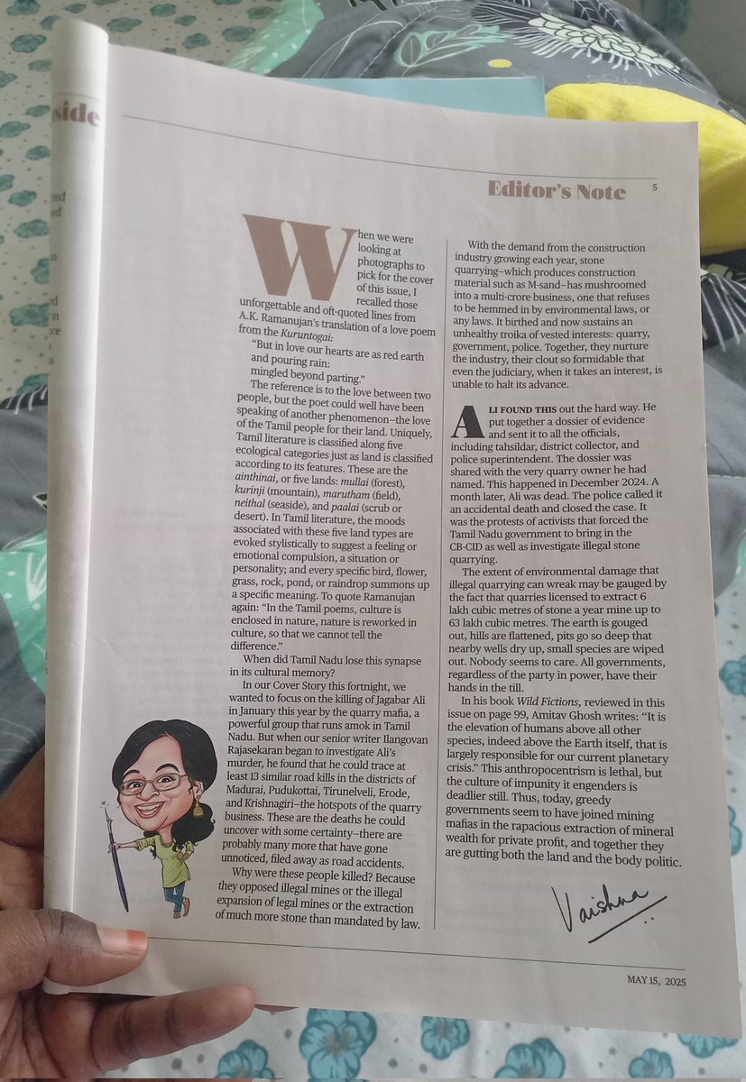 Krithika Srinivasan (@krithika_writes) on Twitter photo The long, detailed and cut-throat bold piece on quarry mining illegalities in Tamil Nadu by the eminent journalist <a href="/rinpoet/">Ilangovan Rajasekaran</a> carried in the current <a href="/frontline_india/">Frontline</a> issue is a MUST READ. Page after page, unfolding the mask of TN politicians and officials who had for ages kept this The long, detailed and cut-throat bold piece on quarry mining illegalities in Tamil Nadu by the eminent journalist <a href="/rinpoet/">Ilangovan Rajasekaran</a> carried in the current <a href="/frontline_india/">Frontline</a> issue is a MUST READ. Page after page, unfolding the mask of TN politicians and officials who had for ages kept this
