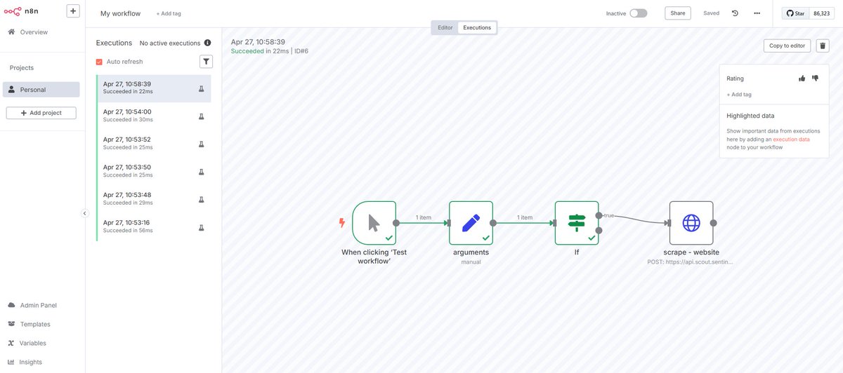 SentinelP2P's tweet photo. Sentinel has one of the most straightforward, working AI products in the entire crypto industry and is getting prepared to dominate its sector, the same way it dominated 'dVPN'. 

An agent template for Sentinel Scout is being created on N8N which is the most used agent framework https://t.co/Ot3gfgDl85