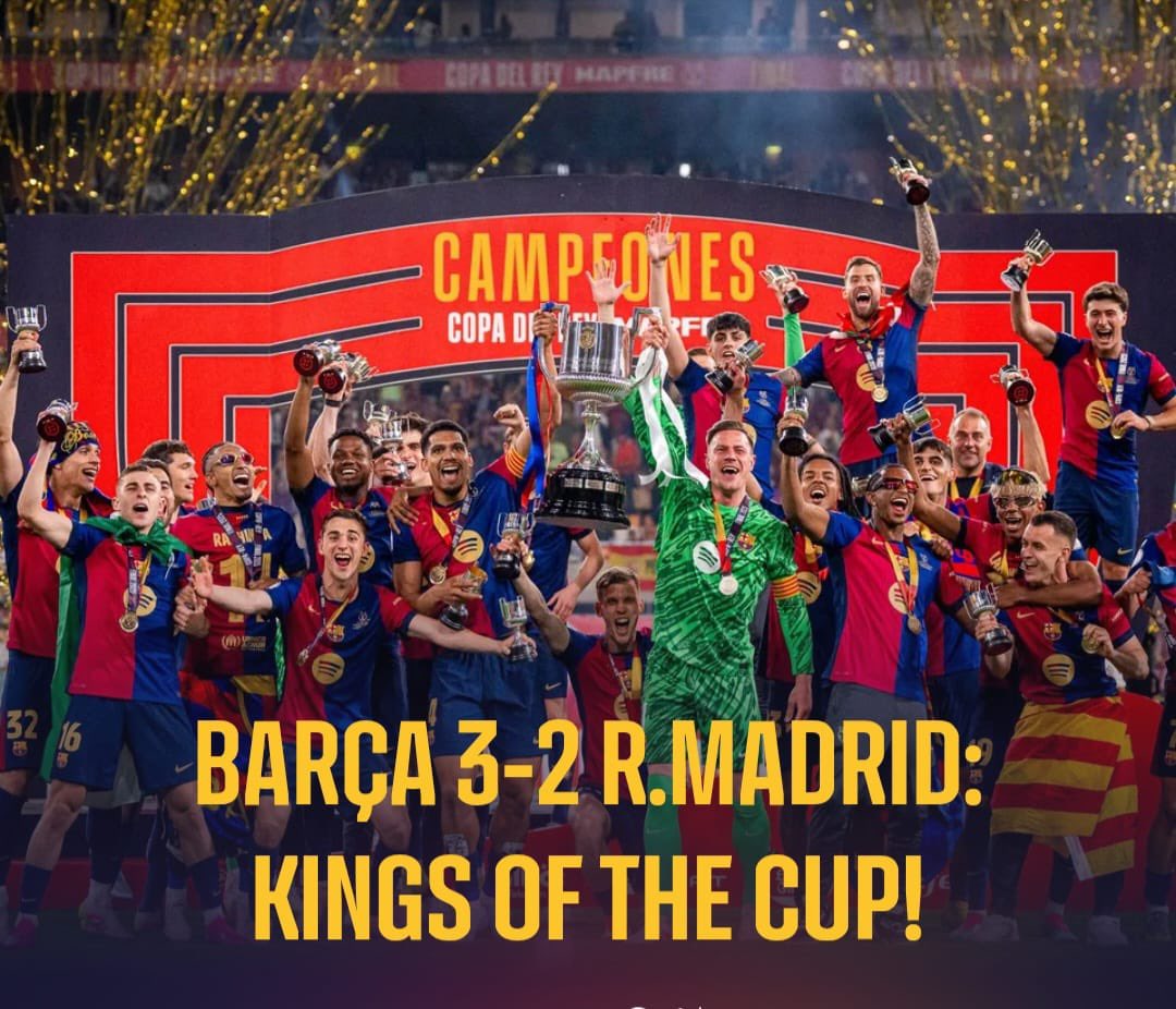 goanewshub's tweet photo. CLÁSSICO SHOWSTOPPERS! FC Barcelona edge out Real Madrid 3-2! The Kings of the Cup reign supreme! #FCBvsRM #ElClásico https://t.co/TuwaePUr70