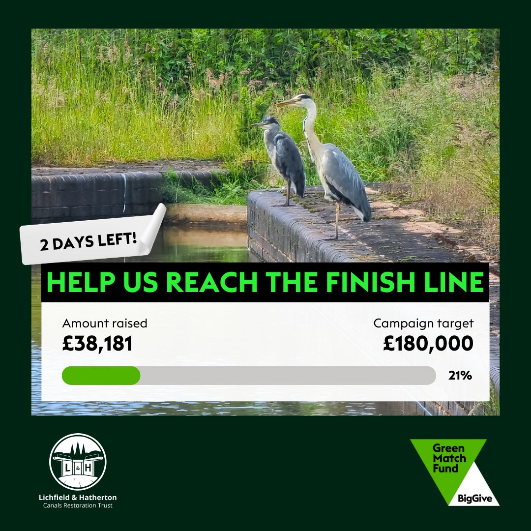 Time is running out!

With only two days of our #GreenMatchFund appeal left, we urgently need your support to reach our target and unlock the champion funding pledged to us.

Every pound counts! And your donation will be doubled.

donate.biggive.org/campaign/a05WS…

Thank you!