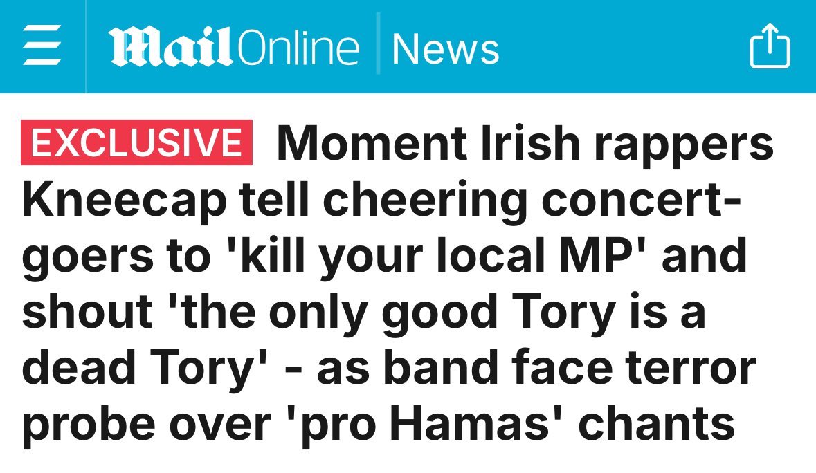 I honestly think that, as a metaphor for the last 14 years, the Tories providing state funding to a band that encourages fans to murder them, only to be blocked from withdrawing that funding by a legal challenge, might be just a bit too on the nose.