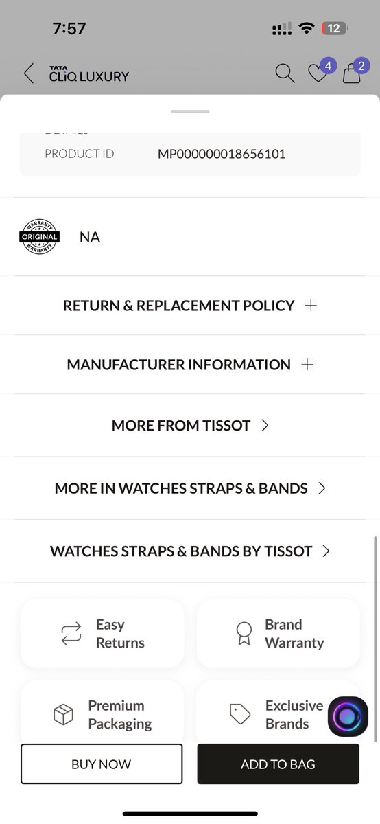 SN1074's tweet photo. @TATACLiQLuxury 
Was looking for watch strap for my prx, firstly your pathetic SEO system displayed wrong product to me, then on item page it showed easy returns in 3 days, misleading me, then telling me starps are not returnable! Wtf? https://t.co/x1nUIIHtRH