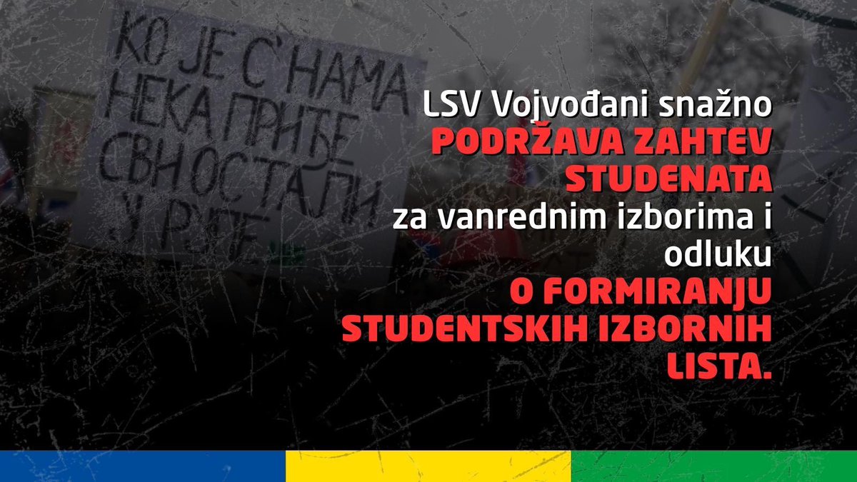 VOJVODINA_LSV's tweet photo. @olenikadvokat:  LSV Vojvođani snažno podržava zahtev studenata za vanrednim izborima i odluku o formiranju studentskih izbornih lista.

Nema nazad #samoborba https://t.co/EjuZjvnqHM