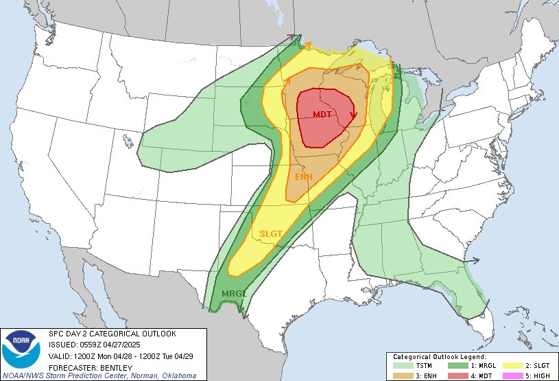 1:06am CDT #SPC Day2 Outlook Moderate Risk: from central Iowa into southeast Minnesota and western Wisconsin spc.noaa.gov/products/outlo…