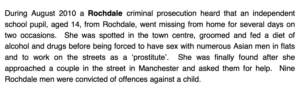 "She was spotted in the town centre, groomed and fed a diet of alcohol and drugs before being forced to have sex with numerous Asian men in flats and to work on the streets as a ‘prostitute’."
