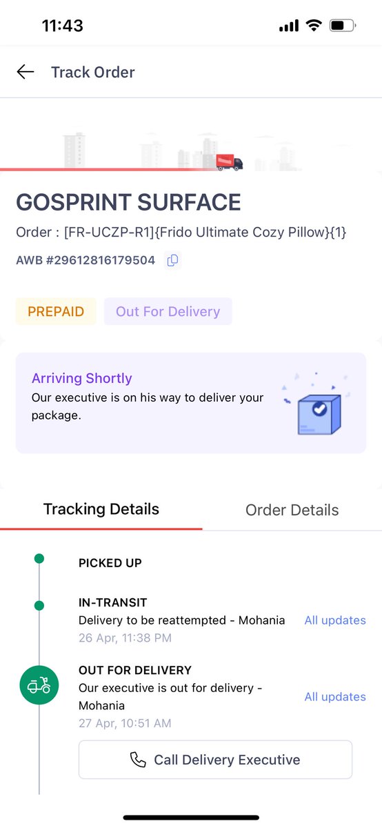 yesShashi's tweet photo. Update - Third Day - Today again out for delivery. @myfrido @delhivery such bad experience with @myfrido that too for a prepaid order. https://t.co/7StoFZsUus