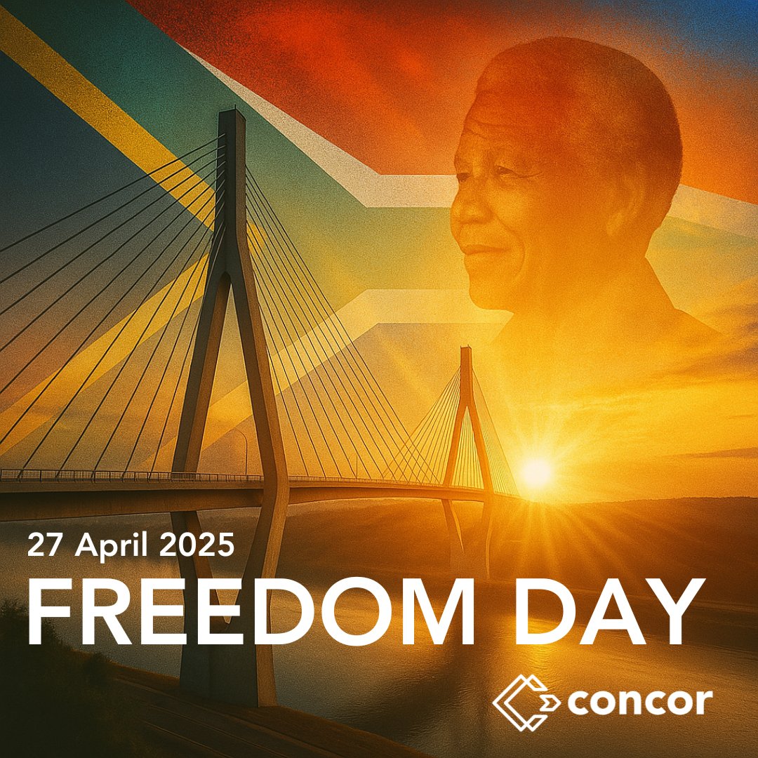 ConcorConstruct's tweet image. Concor honours Freedom Day by celebrating the spirit of resilience and unity that built our nation. As we construct the infrastructure of tomorrow, we remain guided by the foundations of freedom that shape South Africa’s future.

#BuildtoLast #SafetyFirst #FreedomDay #Concor
