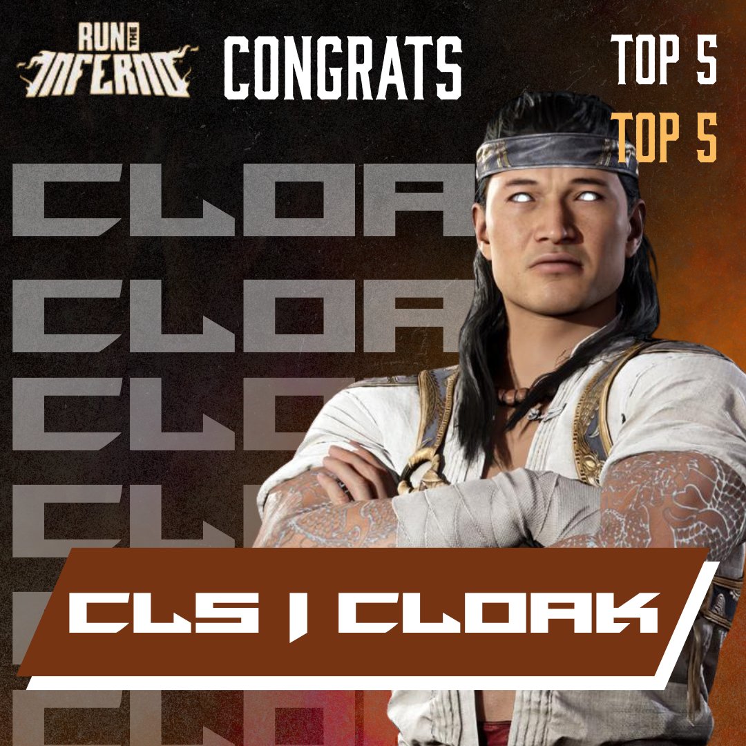 CLS_FGC's tweet photo. Congratulations to our goat Liu Kang for his fifth place finish in Run The Inferno yesterday @cLoak477 #runtheinferno https://t.co/8qrMOLOUkp