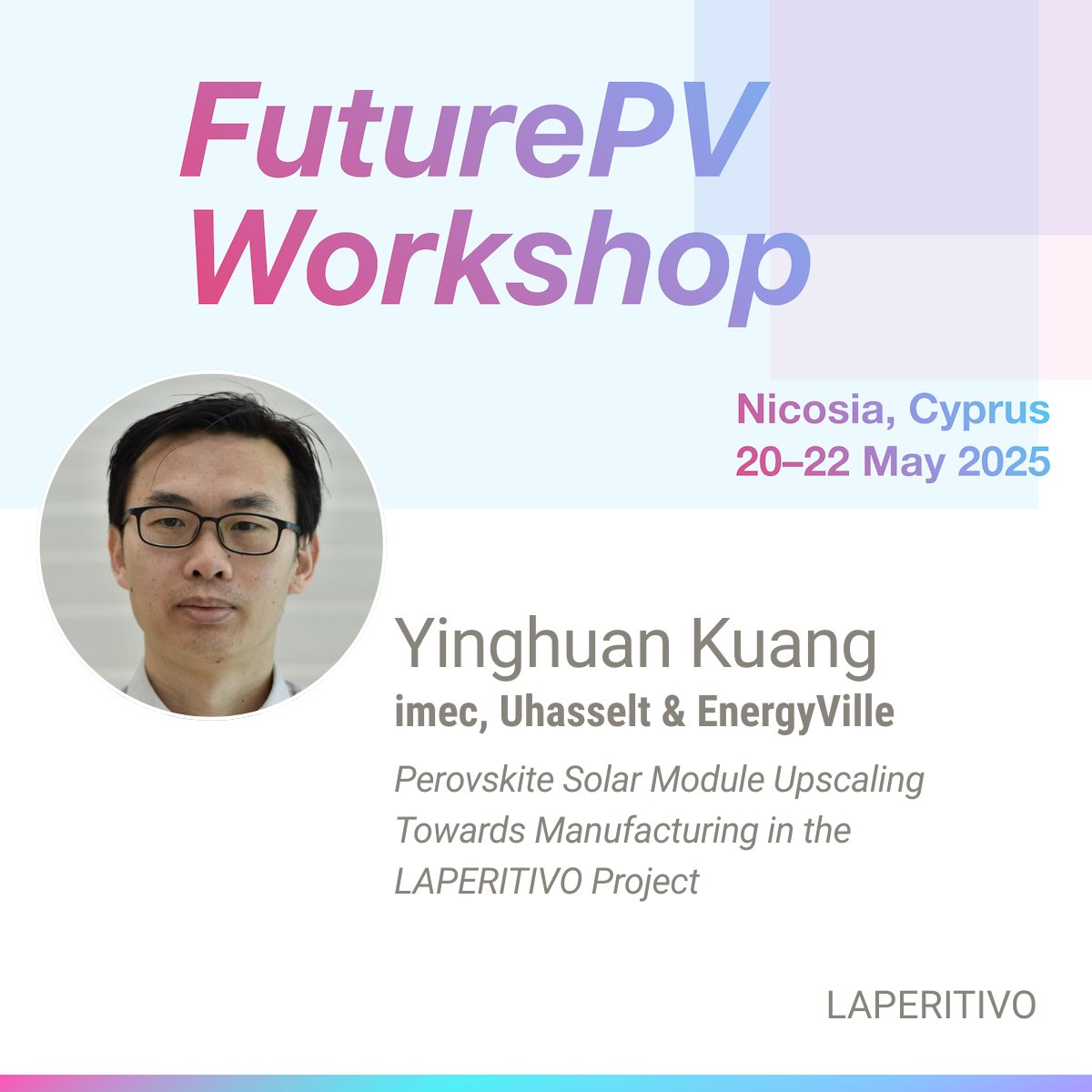 TESTARE Project (@testareproject) on Twitter photo Yinghuan Kuang from <a href="/imec_int/">imec</a> <a href="/uhasselt/">Universiteit Hasselt</a> <a href="/EnergyVille/">EnergyVille</a> will present on Upscaling of Perovskite Solar Modules at #FuturePV
<a href="/DiamondHorizEU/">Diamond Project</a> #LAPERITIVO #PERSEUS #SMARTLINEPV #NEXUSPV <a href="/TriumphEurope/">TRIUMPH - Horizon Europe</a>
#Apollo @Amires_EU <a href="/Luminosity_EU/">LUMINOSITY_EU</a> #PHOENIX #PEARL #solmates #circularpv <a href="/UCYOfficial/">University of Cyprus</a> Yinghuan Kuang from <a href="/imec_int/">imec</a> <a href="/uhasselt/">Universiteit Hasselt</a> <a href="/EnergyVille/">EnergyVille</a> will present on Upscaling of Perovskite Solar Modules at #FuturePV
<a href="/DiamondHorizEU/">Diamond Project</a> #LAPERITIVO #PERSEUS #SMARTLINEPV #NEXUSPV <a href="/TriumphEurope/">TRIUMPH - Horizon Europe</a>
#Apollo @Amires_EU <a href="/Luminosity_EU/">LUMINOSITY_EU</a> #PHOENIX #PEARL #solmates #circularpv <a href="/UCYOfficial/">University of Cyprus</a>