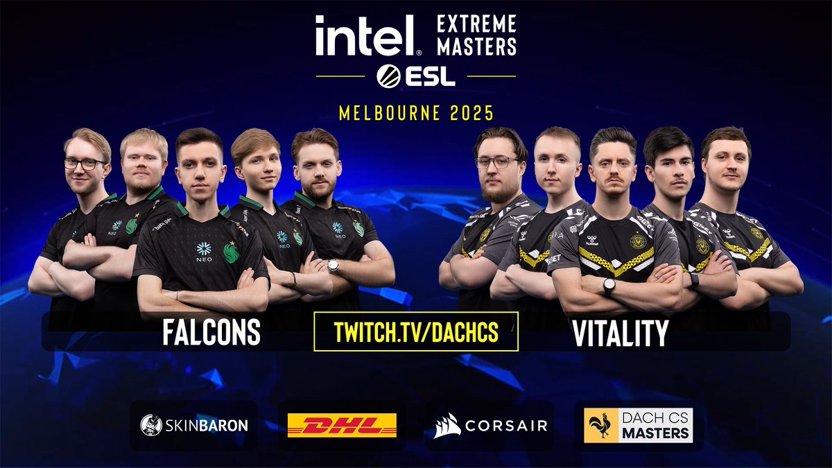 DACH CS Masters (@dachcs) on Twitter photo +++ <a href="/IEM/">Intel® Extreme Masters</a> MELBOURNE 2025 FINALE +++
<a href="/FalconsEsport/">Falcons Esports</a> trifft auf <a href="/TeamVitalityCS/">Team Vitality CS</a> ⚔️
Und extra dafür haben wir uns das beste Caster-Duo geholt! 🤩
<a href="/slamiZGouD/">Dominic Sommersperger</a> und <a href="/derDeSraY/">DeSraY</a> begleiten euch durch dieses packende Finale! 🫡
⏰ 08:30 Uhr
📺 twitch.tv/dachcs
🎙️ <a href="/slamiZGouD/">Dominic Sommersperger</a> & +++ <a href="/IEM/">Intel® Extreme Masters</a> MELBOURNE 2025 FINALE +++
<a href="/FalconsEsport/">Falcons Esports</a> trifft auf <a href="/TeamVitalityCS/">Team Vitality CS</a> ⚔️
Und extra dafür haben wir uns das beste Caster-Duo geholt! 🤩
<a href="/slamiZGouD/">Dominic Sommersperger</a> und <a href="/derDeSraY/">DeSraY</a> begleiten euch durch dieses packende Finale! 🫡
⏰ 08:30 Uhr
📺 twitch.tv/dachcs
🎙️ <a href="/slamiZGouD/">Dominic Sommersperger</a> &