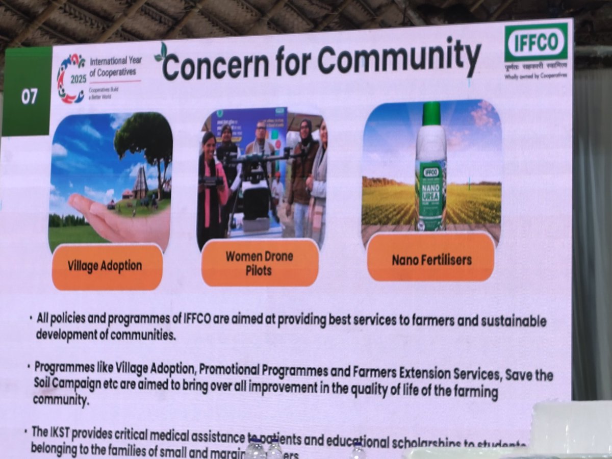 Excellent setting at the #KeralaExpo2025 where I am listening to Shri <a href="/SKShukla72/">Santosh Shukla🇮🇳</a> of <a href="/IFFCO_PR/">IFFCO</a> explaining the diff between d IFFCO way vs. profit driven cos, highlighting #Principle7 activities such as adopting villages,training women drone engineers,eliminating carbon and more!
