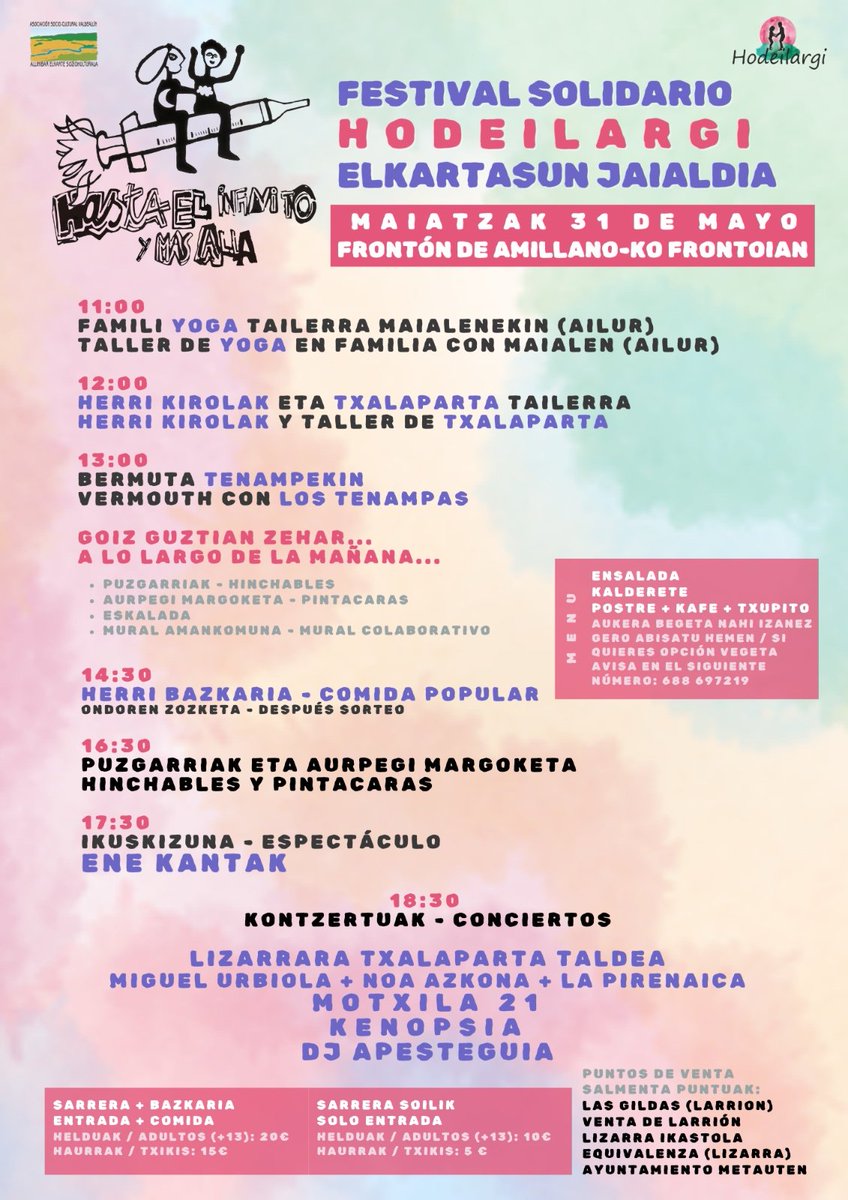 FESTIVAL SOLIDARIO HODEILARGI.
31 de Mayo.
¡¡No os lo podéis!!