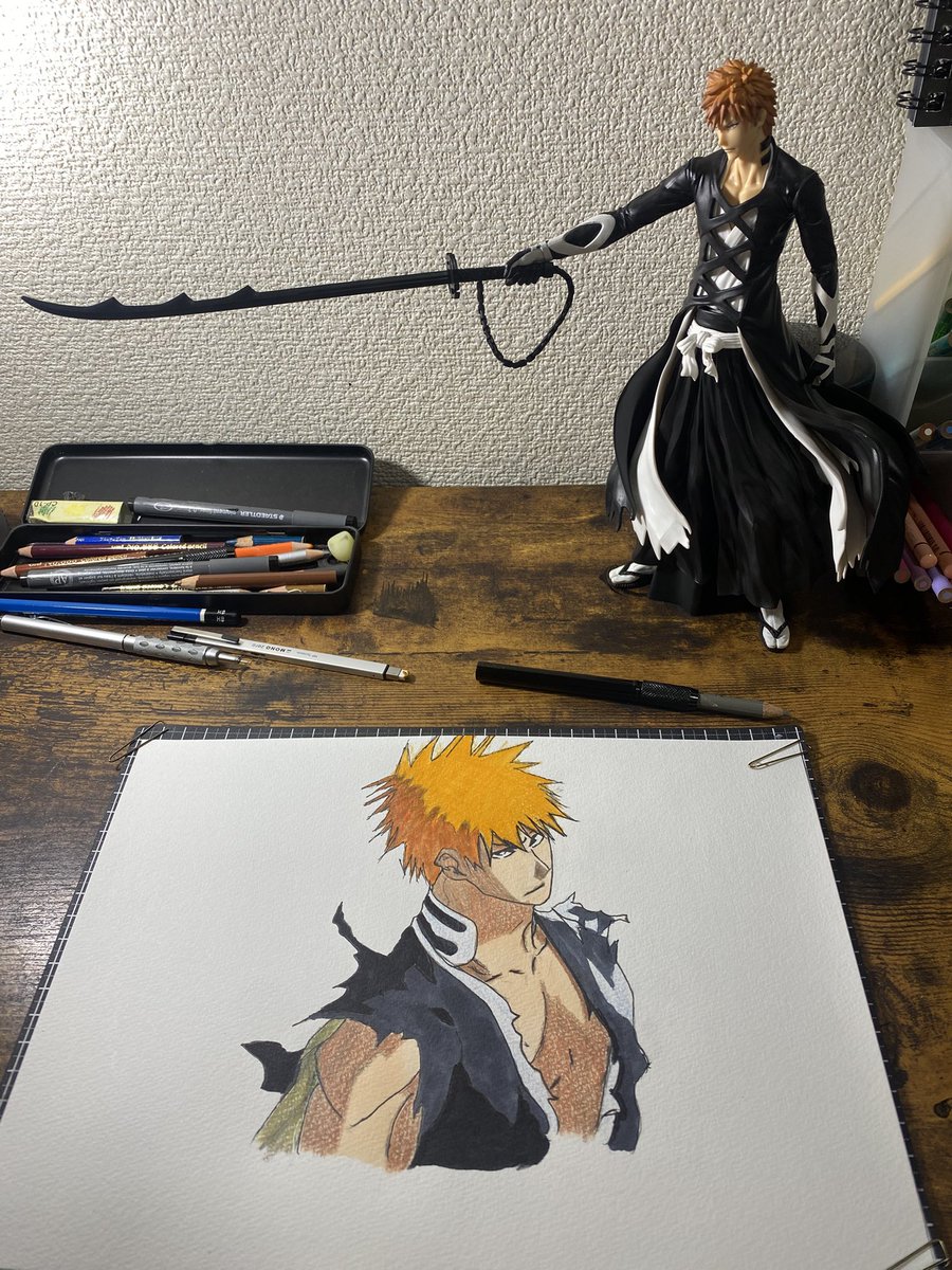 TK11abc's tweet photo. 黒崎一護を描いてみた。

#BLEACH 
#千年血戦篇
#黒崎一護
#イラスト https://t.co/1f6lzg6Dc7