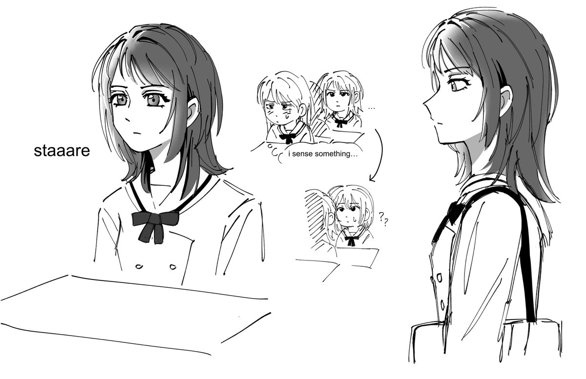 hc that whenever umiri’s deep in thought she subconsciously glares at whatever’s in front of her, her frequent victim being taki