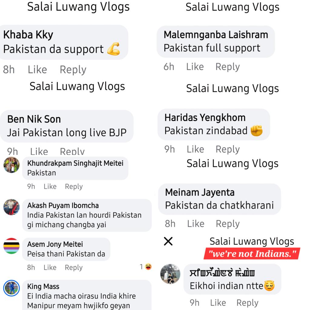 jbthangjom's tweet photo. While the Nation mourns the tragic #PahalgamTerrorAttack Meitei secessionists exploit the tragedy to showcase their anti-India🇮🇳 views &amp; overt support for Pak🇵🇰 taking morbid pleasures in the attack aftermath n shamelessly glorifying Pakistan at India's expense. 
@thewire_in https://t.co/tKMiZLWE0m