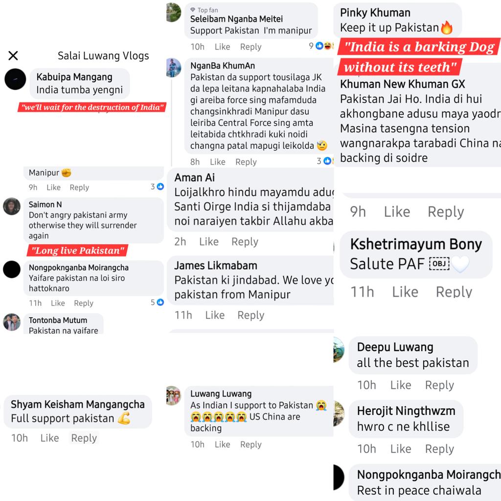 jbthangjom's tweet photo. While the Nation mourns the tragic #PahalgamTerrorAttack Meitei secessionists exploit the tragedy to showcase their anti-India🇮🇳 views &amp; overt support for Pak🇵🇰 taking morbid pleasures in the attack aftermath n shamelessly glorifying Pakistan at India's expense. 
@thewire_in https://t.co/tKMiZLWE0m