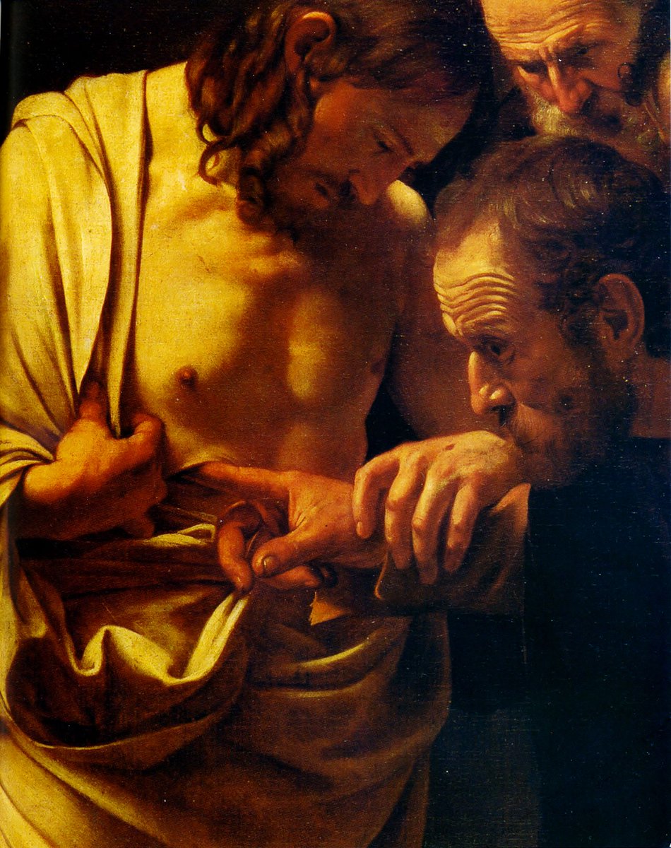 boker_or's tweet image. Il Maestro si lascia riconoscere.
Tommaso vuole mettere il dito nella ferita e si sente toccare il cuore.
Non si può restare indifferenti.
Quel taglio nel costato diventa una breccia aperta su nuove possibilità: la vita vince la morte!

Buona domenica dell&apos;ottava di Pasqua!