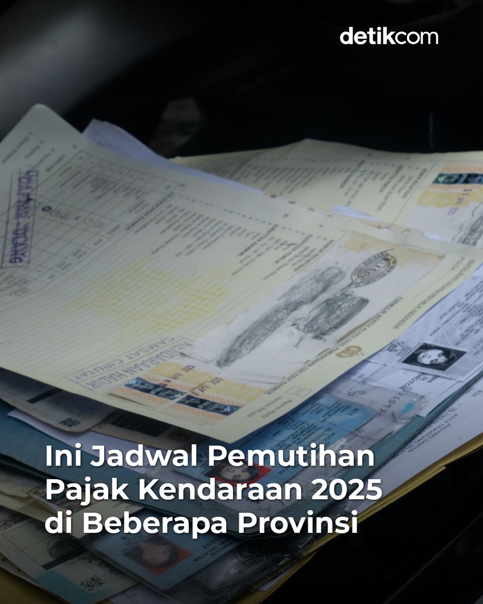 detikcom's tweet photo. Pengumuman ada pemutihan pajak kendaraan!⁣
⁣
Hal ini  jadi program keringanan sanksi administrasi, atas keterlambatan pembayaran pajak kendaraan bermotor dari pemerintah daerah. Denda dan tunggakan tahun-tahun sebelumnya akan dihapuskan.

>> https://t.co/ne9V56BBAO  https://t.co/2tOziwUFZT